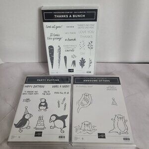 Stampin Up Awesome Otters - Party Puffins - Thanks A Bunch - Lot of 3 Stamp Sets
